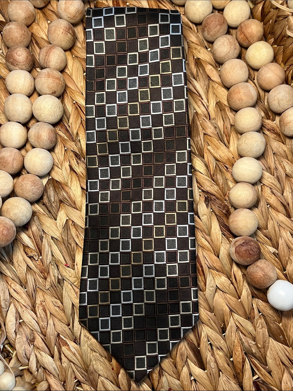 Classic Brown Geometric Men's Tie - Urban Formal Wear